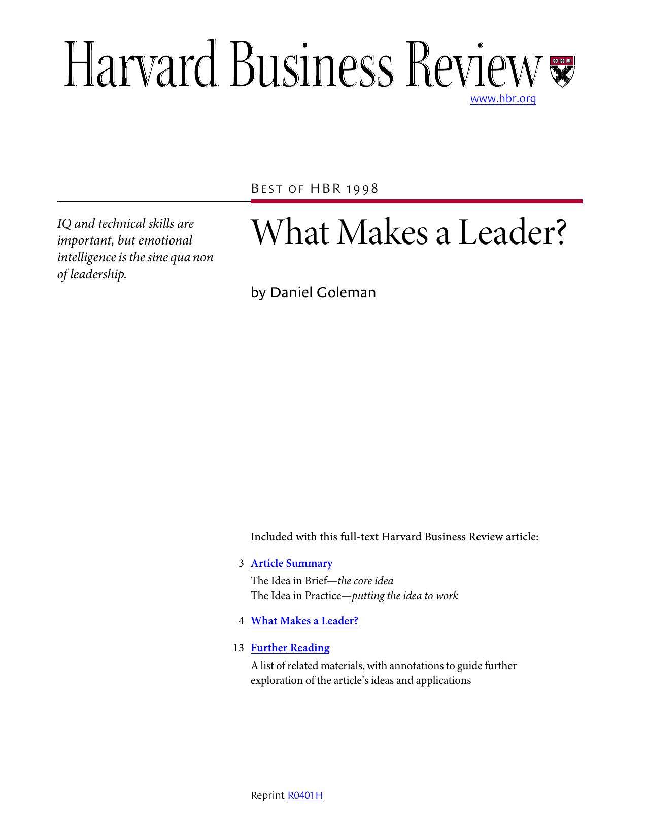 HBR's Must-Reads on Leadership: What Makes a Leader?