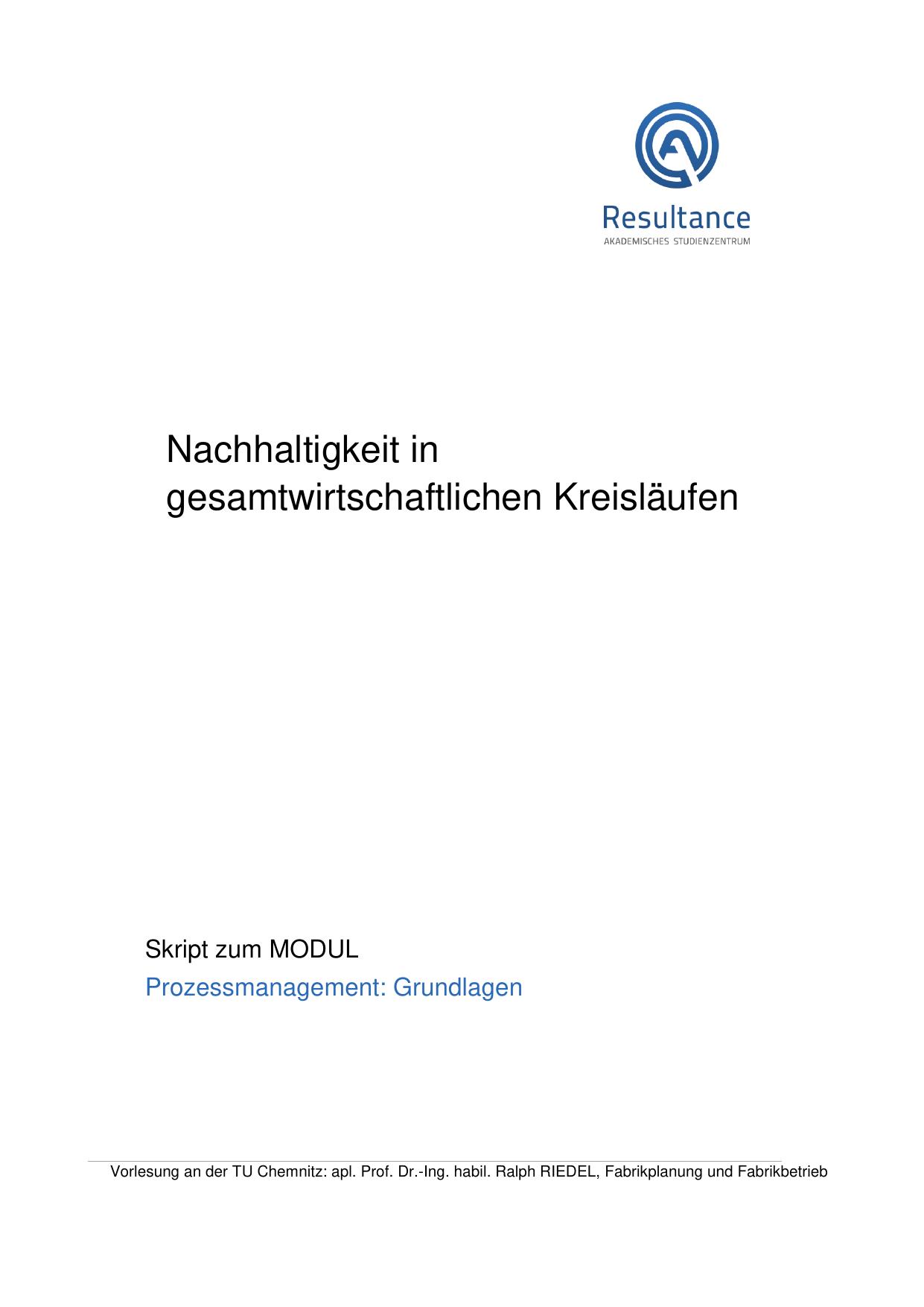 Riedel, Ralph - Skript zum MODUL - Prozessmanagement - Grundlagen